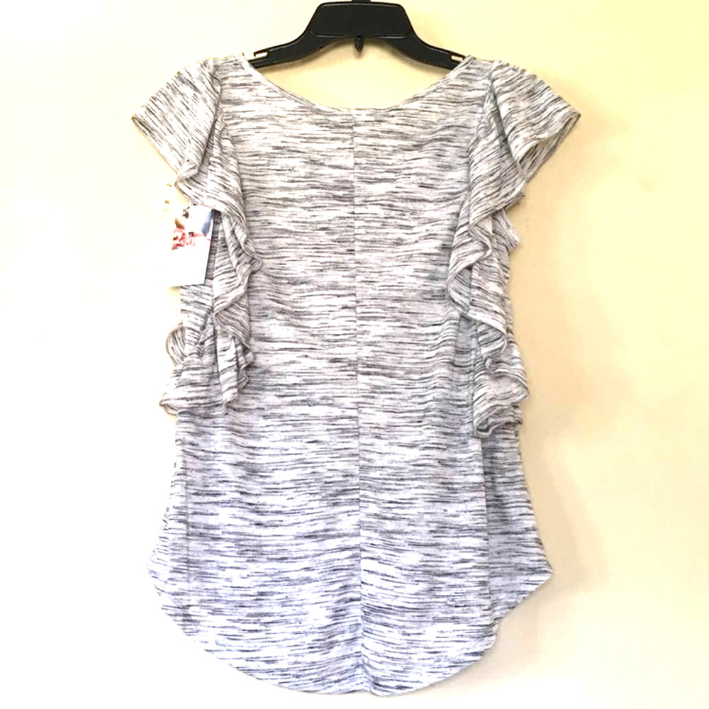 Elegantees Blaire Ruffle Sleeve Black Multi Tank S - Picture 3 of 9